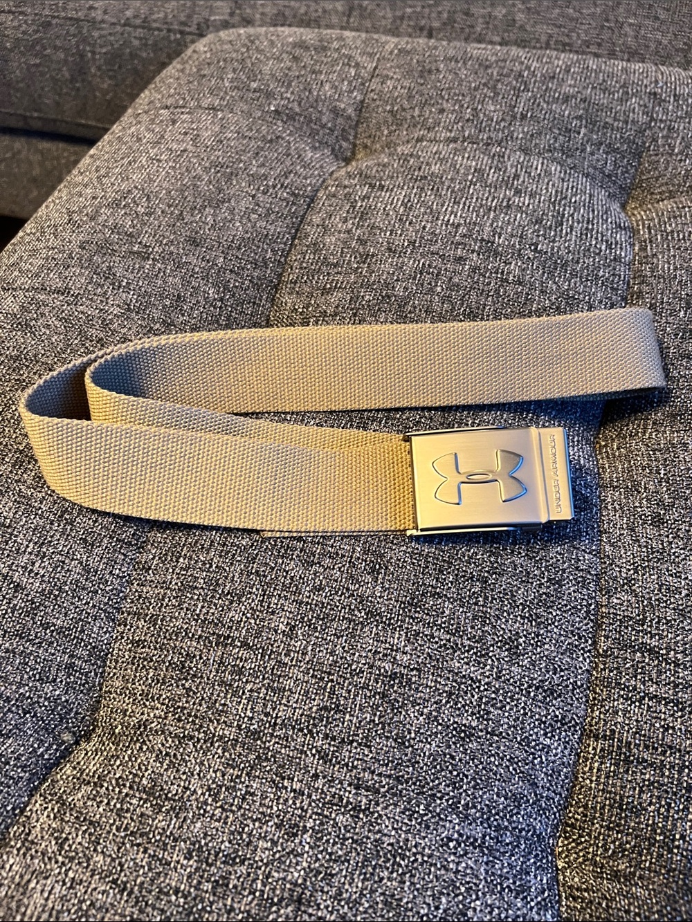 Under Armour Men's Tan Web Belt with Brushed Metal Slide Buckle